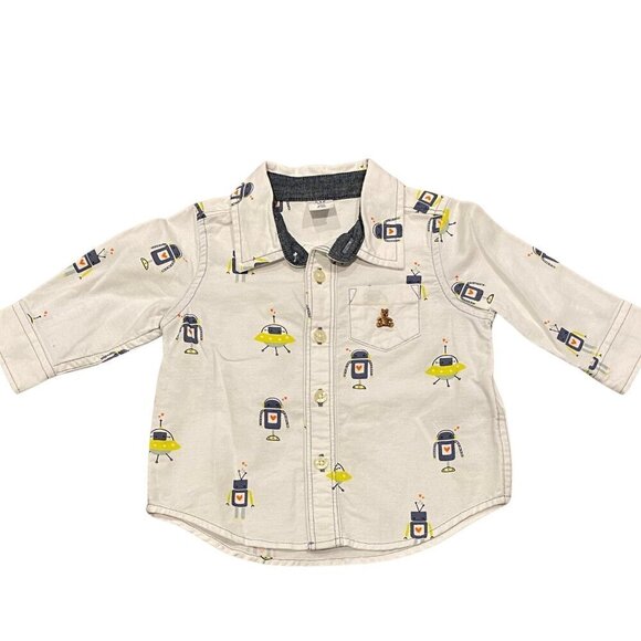 Baby Gap Boy's Robot Button Down Shirt - Size 3-6 months - Like New! - Picture 1 of 1